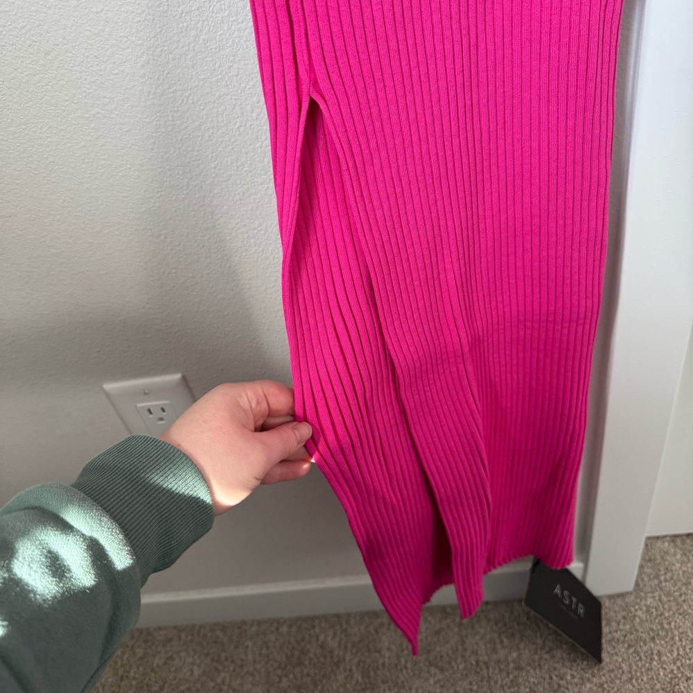 NWT ASTR The Label Loriana Dress Size XL Pink Ribbed Bodycon Off the Shoulder - Picture 8 of 16